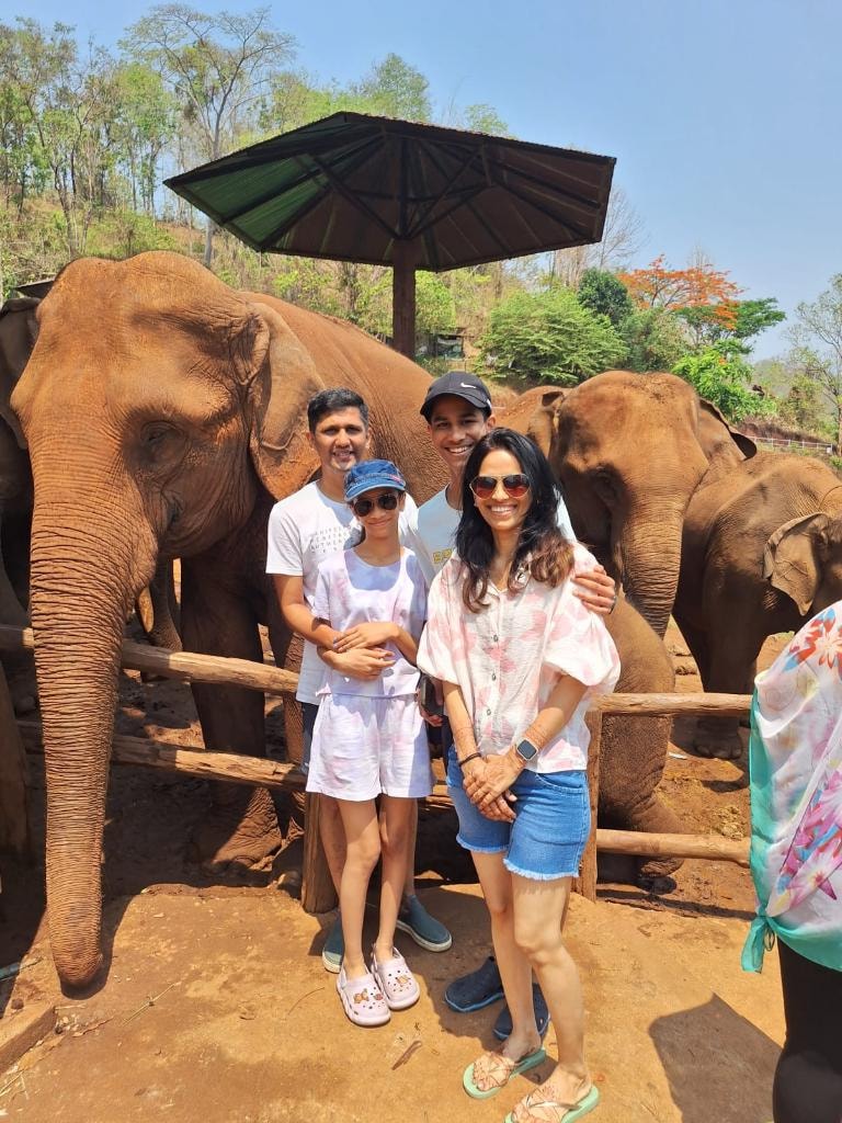 Indian family at Chiang Mai elephant sanctuary